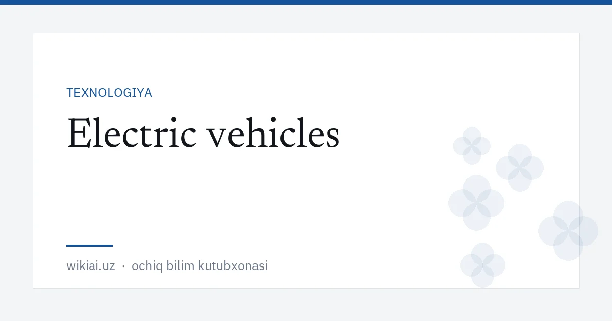 Electric vehicles