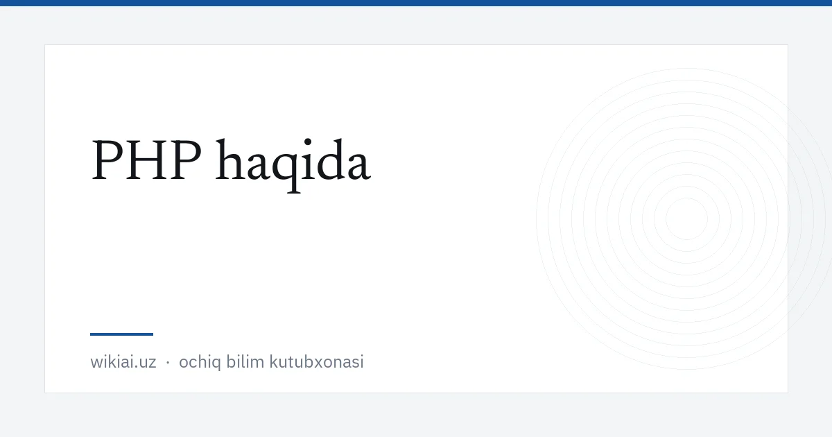 PHP haqida
